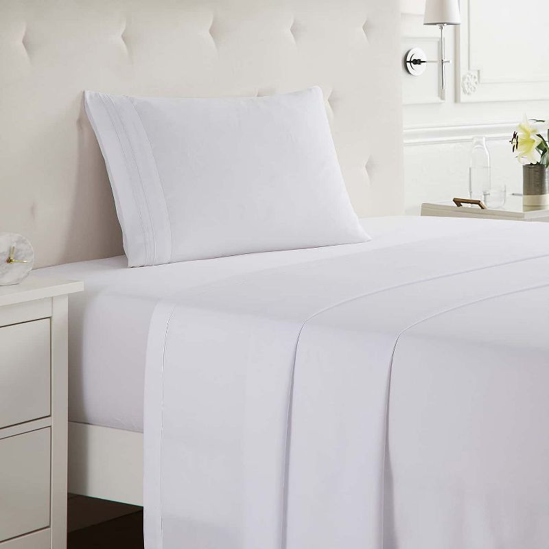 Twin XL White Organic Cotton Microfiber Deep Pocket Sheet Set