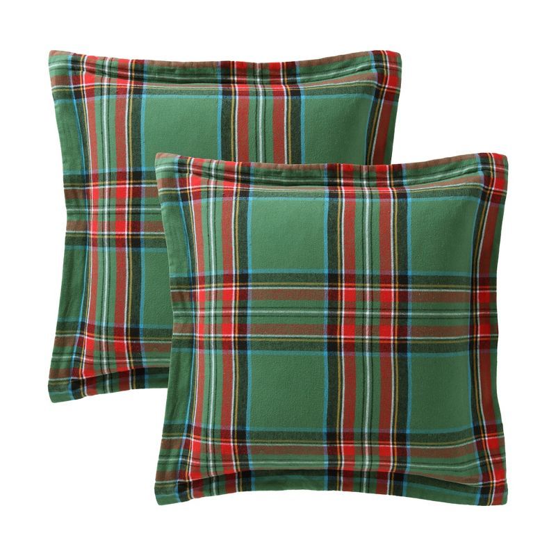 Spencer Plaid Green Cotton Euro Sham Set of 2