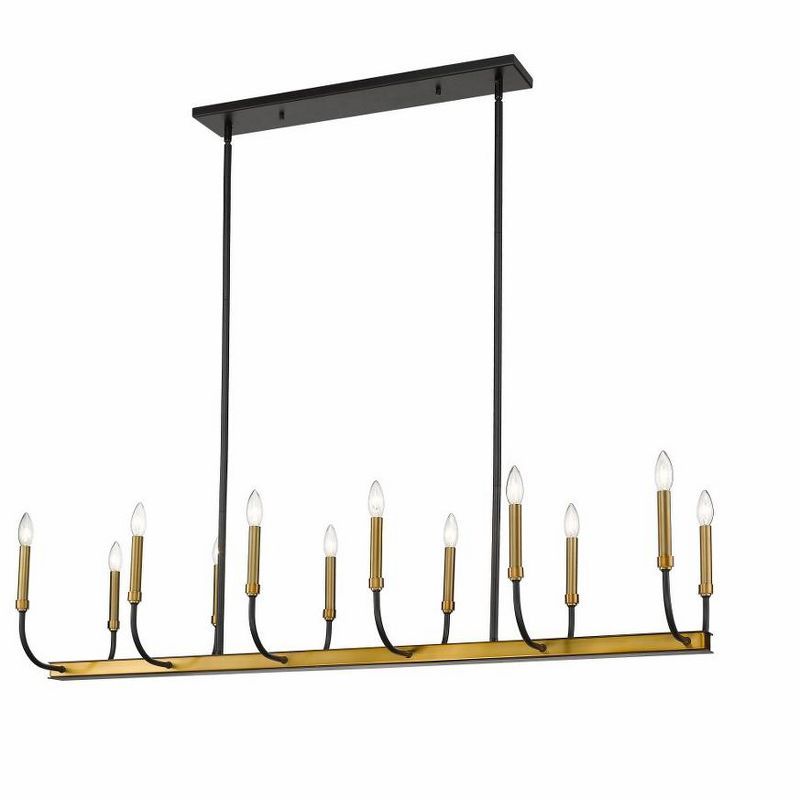 Haylie Matte Black and Brass 12-Light Candle Chandelier