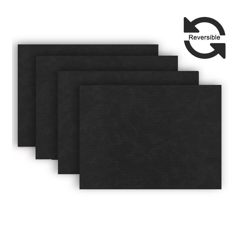 Black Faux Leather Reversible Rectangular Placemat Set of 4