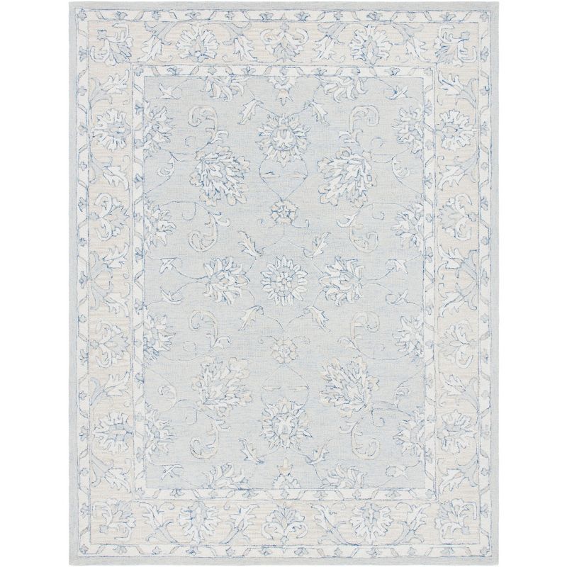 Handmade Blue Wool Medallion Tufted 8' x 10' Rug
