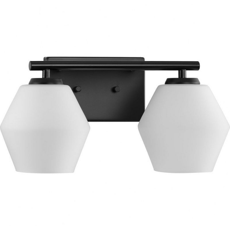 Matte Black and Opal Glass 2-Light Vanity Fixture