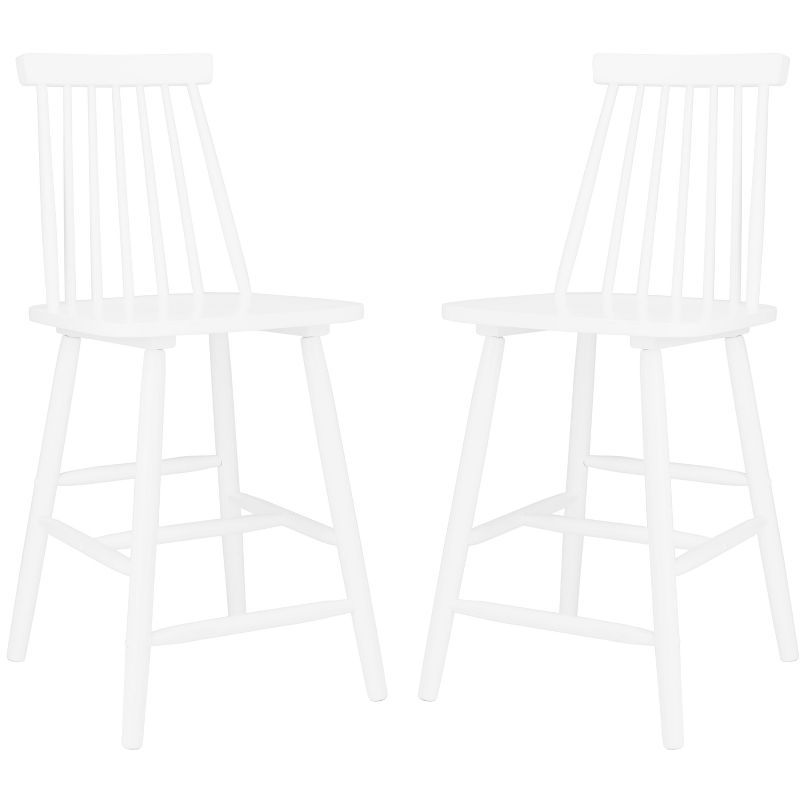 White Rubberwood Spindle Back Counter Stools, Set of 2