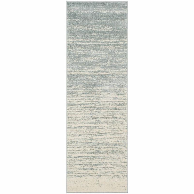 Slate and Cream Synthetic Stripe Runner Rug, 2'6" x 10'