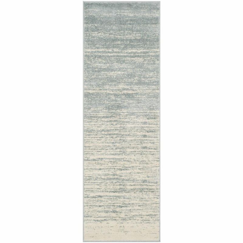 Slate and Cream Abstract Low Pile Runner Rug