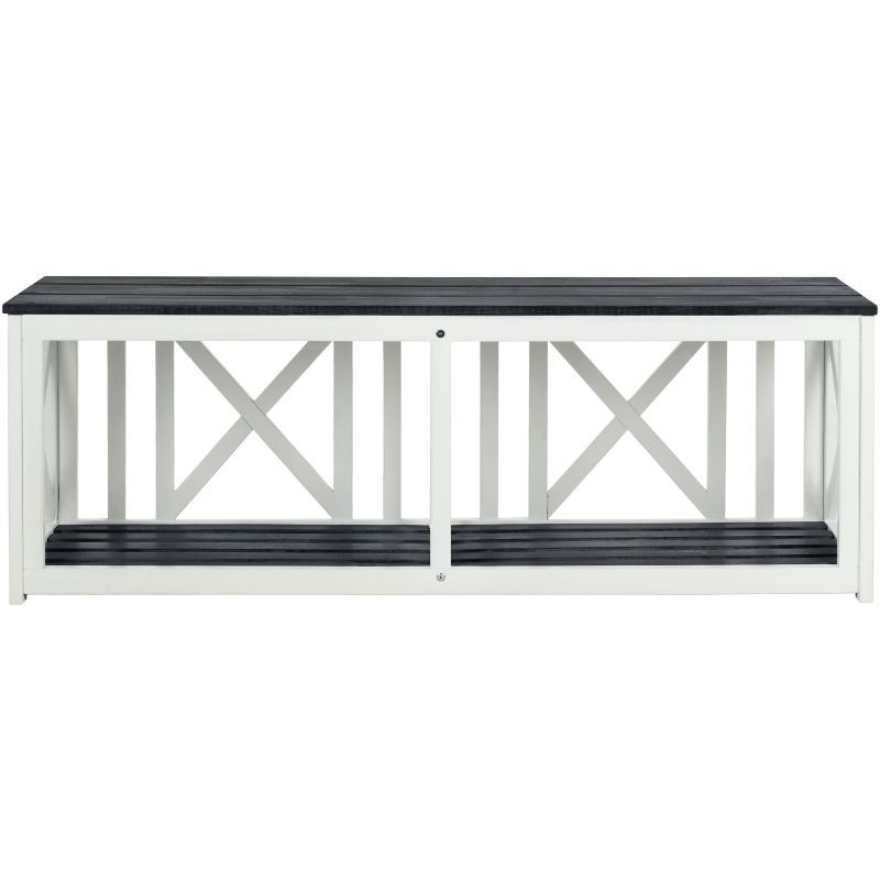 Branco 51" Black Acacia Wood Outdoor Bench