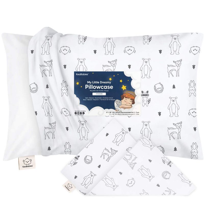 Soft Organic Cotton Toddler Pillowcase with Cute Prints - Standard/Queen