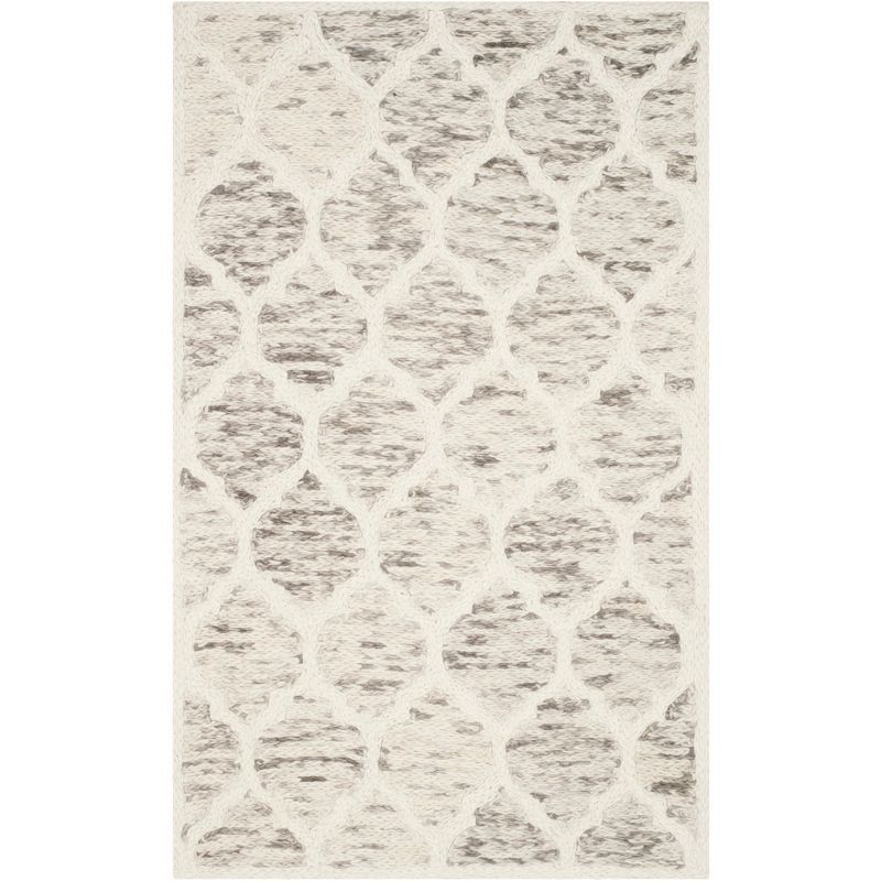 Himalaya Grey and Ivory Hand-Knotted Wool Area Rug 3' x 5'