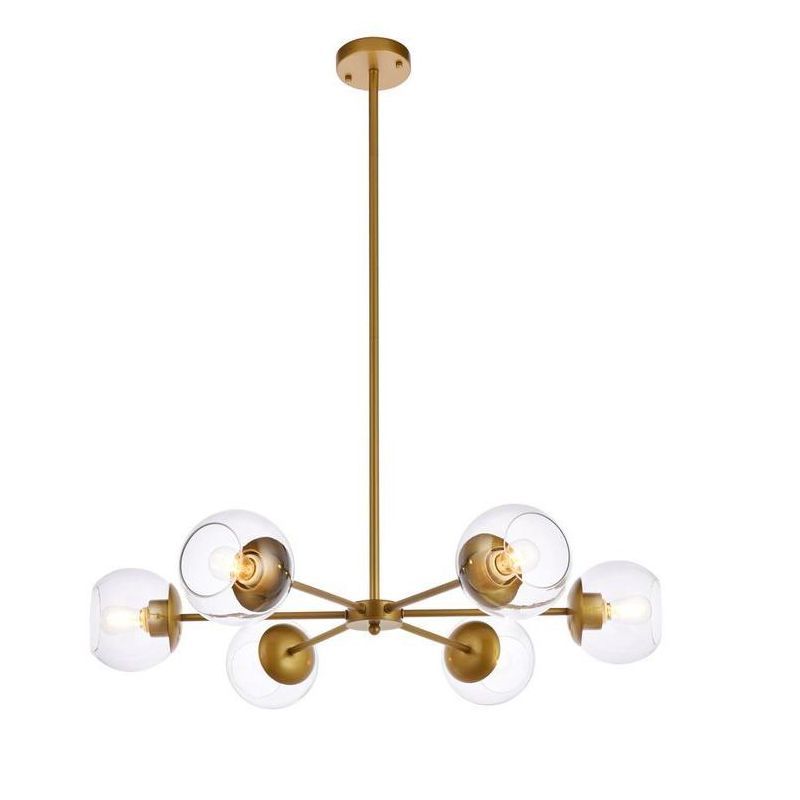 Briggs Brass Globe Pendant with Clear Glass Shade - Adjustable Height