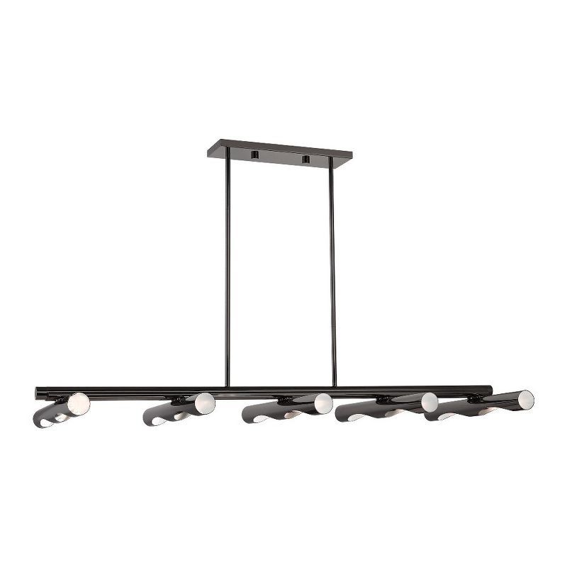 Acra Minimalist Black Chrome 10-Light Linear Chandelier