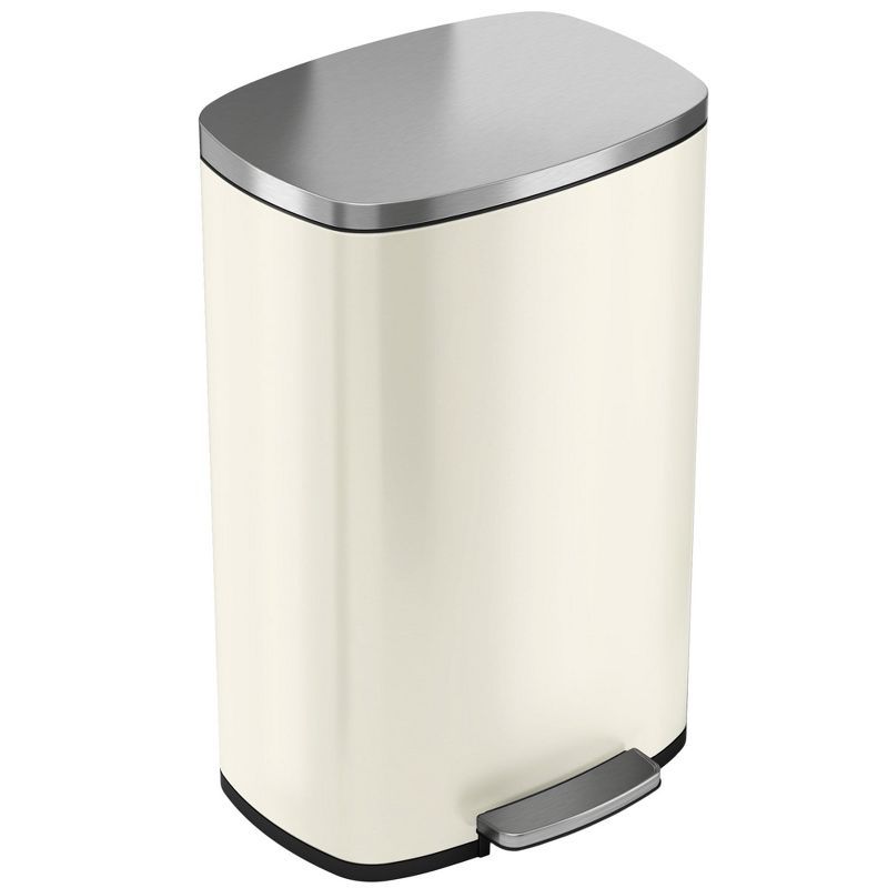 Ivory White Stainless Steel 13 Gallon Step Trash Can