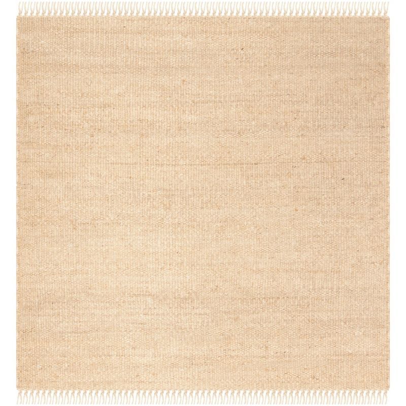 Ivory Hand-Woven Natural Jute Square Area Rug