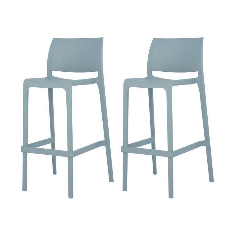 Lagoon Sensilla Baby Blue Stackable Resin Bar Stools, Set of 2