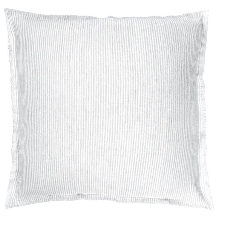 Light Grey Pinstripe Soft Linen Pillow Cover 14x20