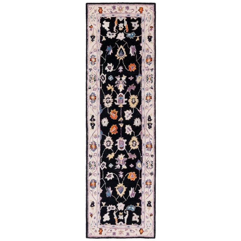 Anatolia Black and Ivory Hand-Tufted Wool Runner Rug