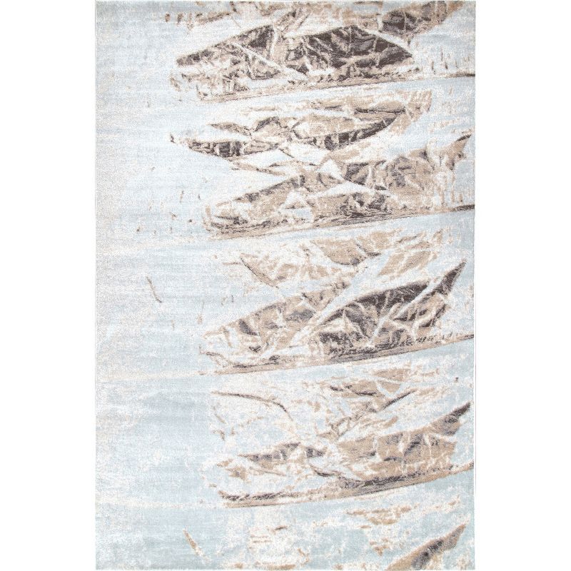 Reversible Silver Abstract 5' x 8' Synthetic Area Rug