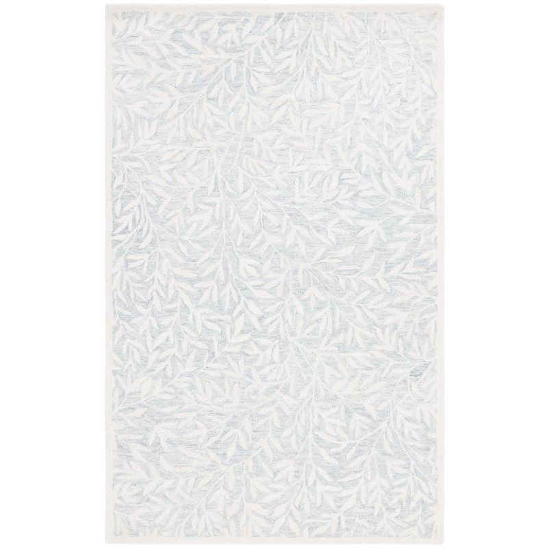 Light Gray Floral Hand-Tufted Wool Area Rug, 3' x 5'