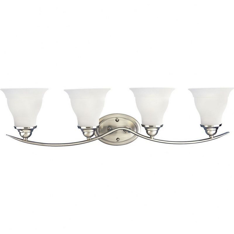 Trinity Brushed Nickel 4-Light Bath Fixture with Etched Glass Shades