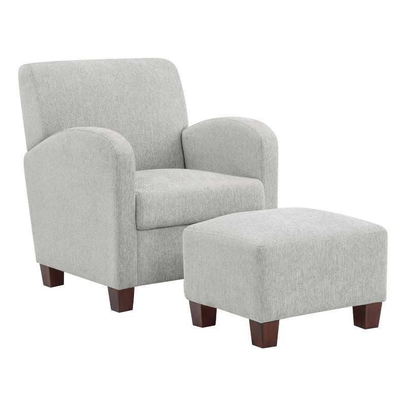 Herringbone Smoke Upholstered Club Chair and Ottoman Set