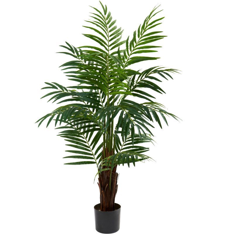 40'' Green Silk and Plastic Potted Areca Palm Floor Plant