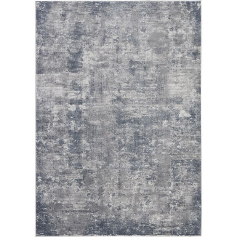 Gray Abstract Hand-Knotted Synthetic Area Rug 3'11" x 5'11"