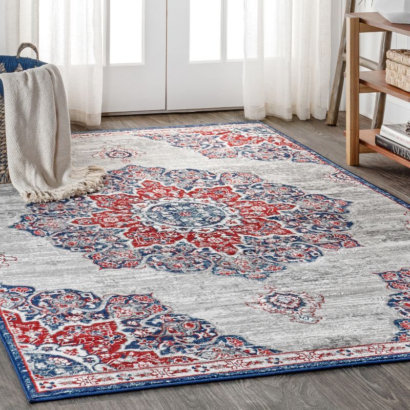 Navy and Red Persian Medallion 5x8 Area Rug