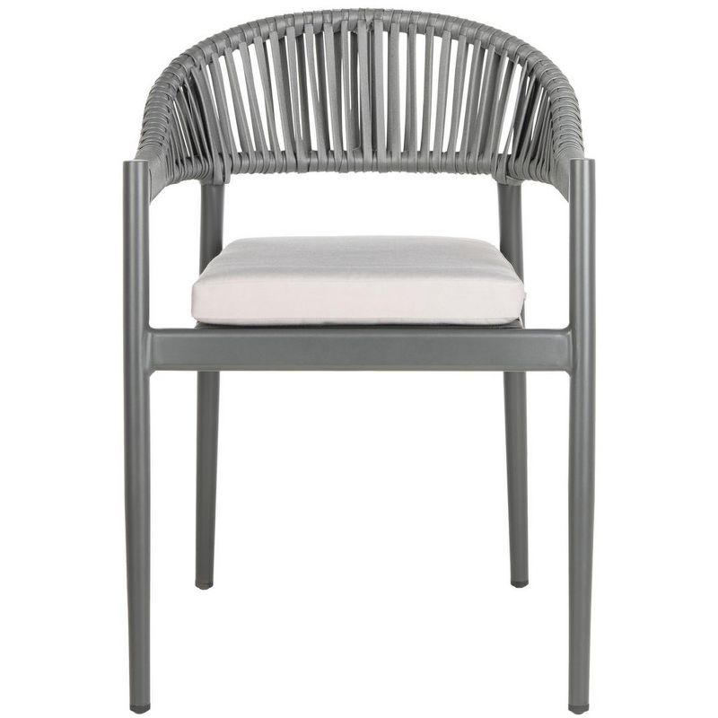 Greer Gray Aluminum Rope Dining Chair with Cushions