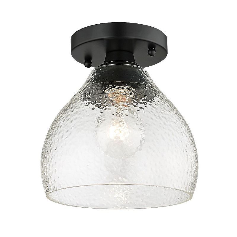 Ariella Matte Black and Glass Semi-Flush Mount Light