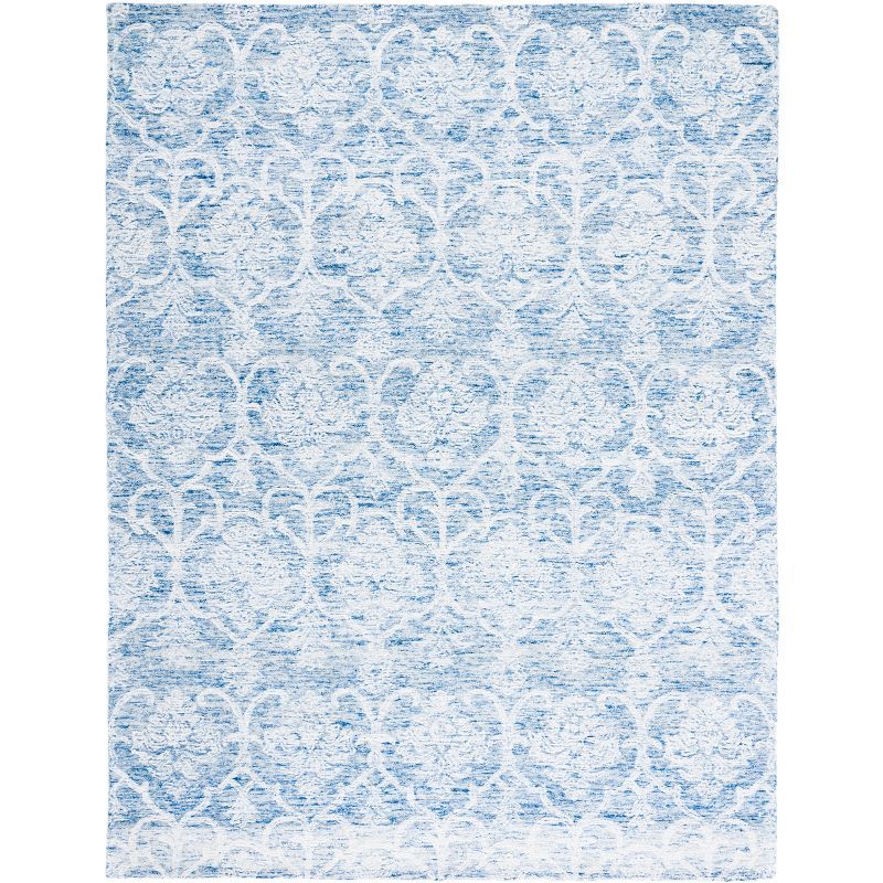 Blue Ivory Floral Hand-Tufted Wool 8' x 10' Area Rug