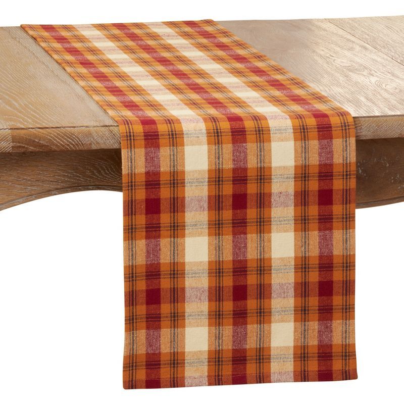 Rust Plaid Cotton Fall Table Runner 13 x 72 in