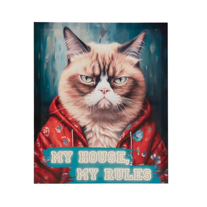 Grumpy Cat Canvas Wall Art with 'My House, My Rules' Text