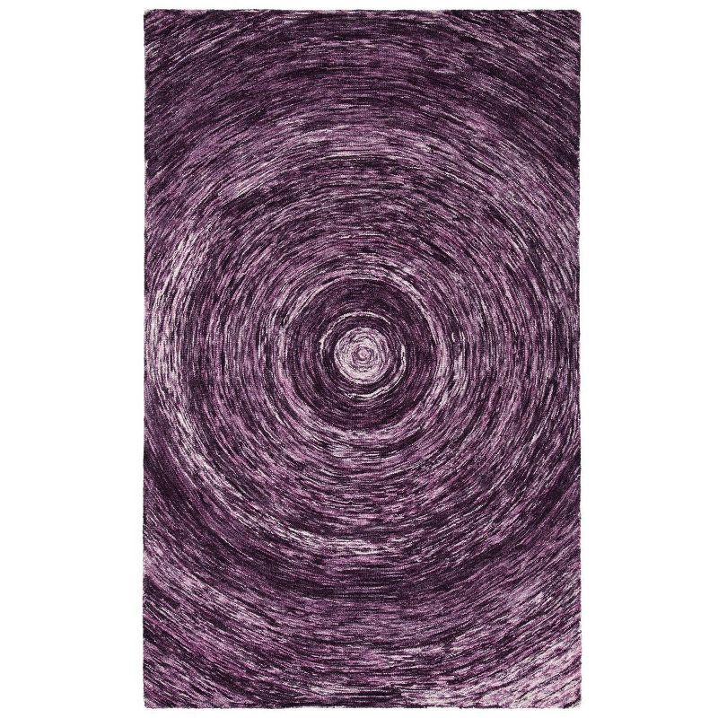 Purple Hand-Tufted Wool Round Area Rug