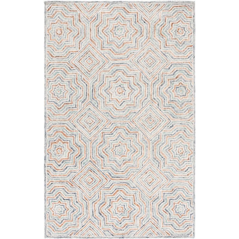 Capri 4' x 6' Blue and Rust Hand-Tufted Wool Area Rug