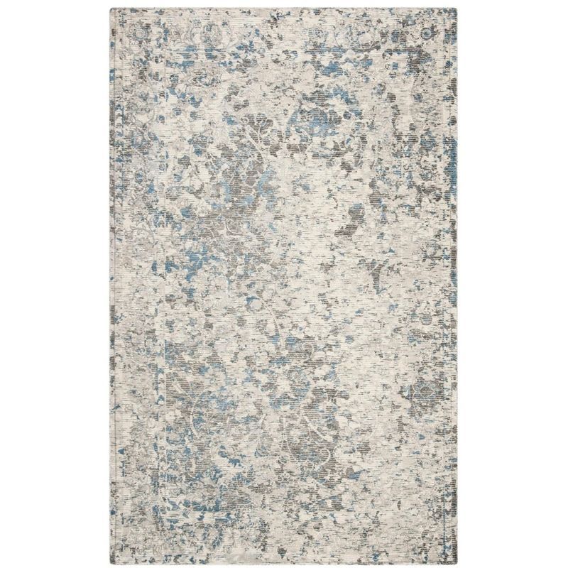 Blue and Gray Hand-Knotted Wool Viscose Area Rug, 8' x 10'