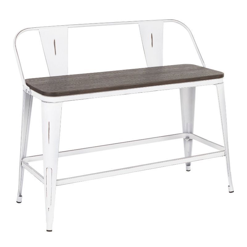 Oregon Industrial Brown and White Bamboo Counter Bench