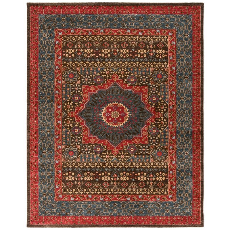 Red 8' x 10' Synthetic Rectangular Easy Care Rug