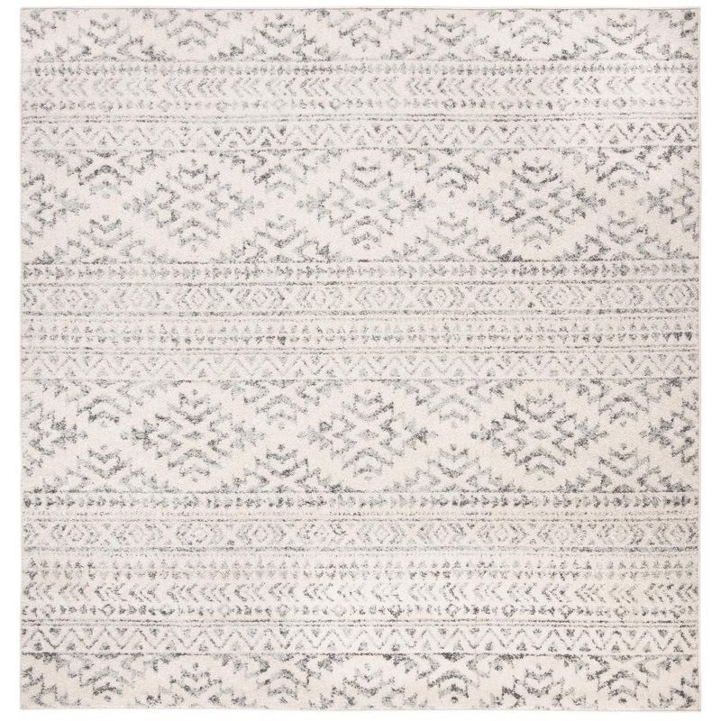 Modern Geometric Square 5' Gray Synthetic Area Rug