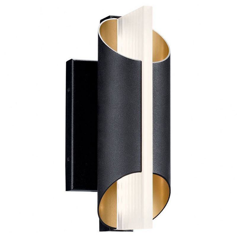 Astalis 12" Black Textured LED Cylinder Wall Sconce