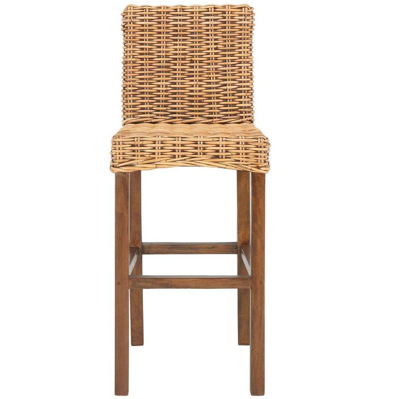 Tobie Honey Brown Wash Rattan Bar Stool with Footrest