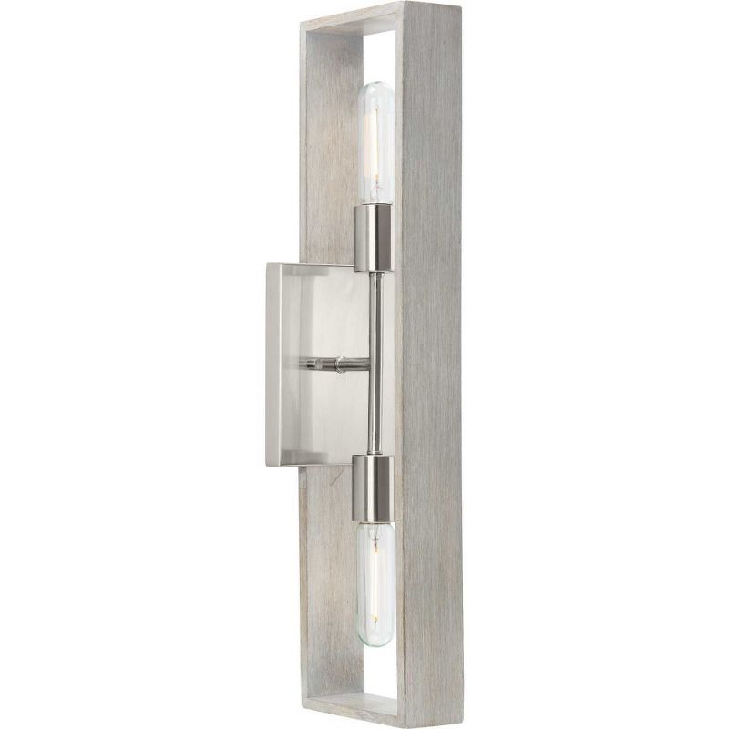 Boundary Brushed Nickel and Oak 24" Wall Sconce