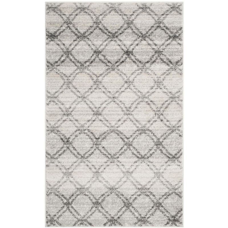 Gray Rectangular Stain-Resistant Synthetic Area Rug