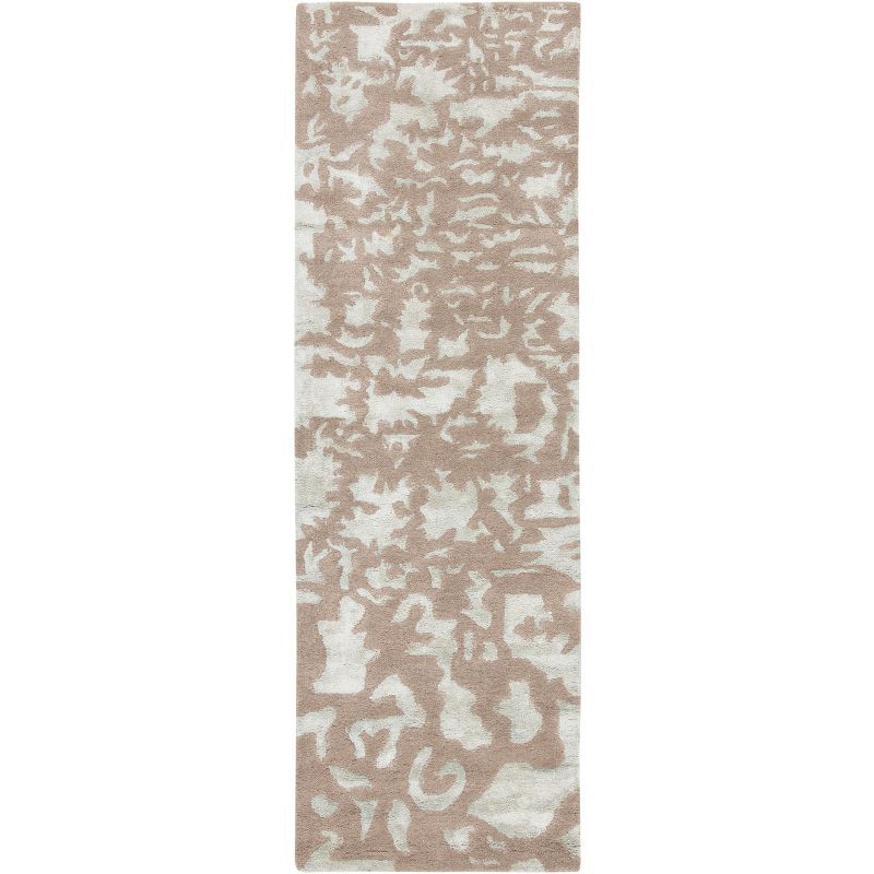 Hand-Tufted Taupe and Light Blue Wool Runner Rug, 2'6" x 10'