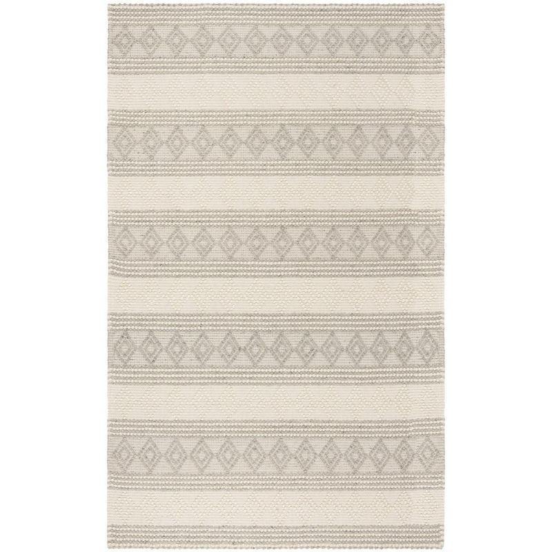 Handmade Gray and Ivory Wool Tufted Area Rug