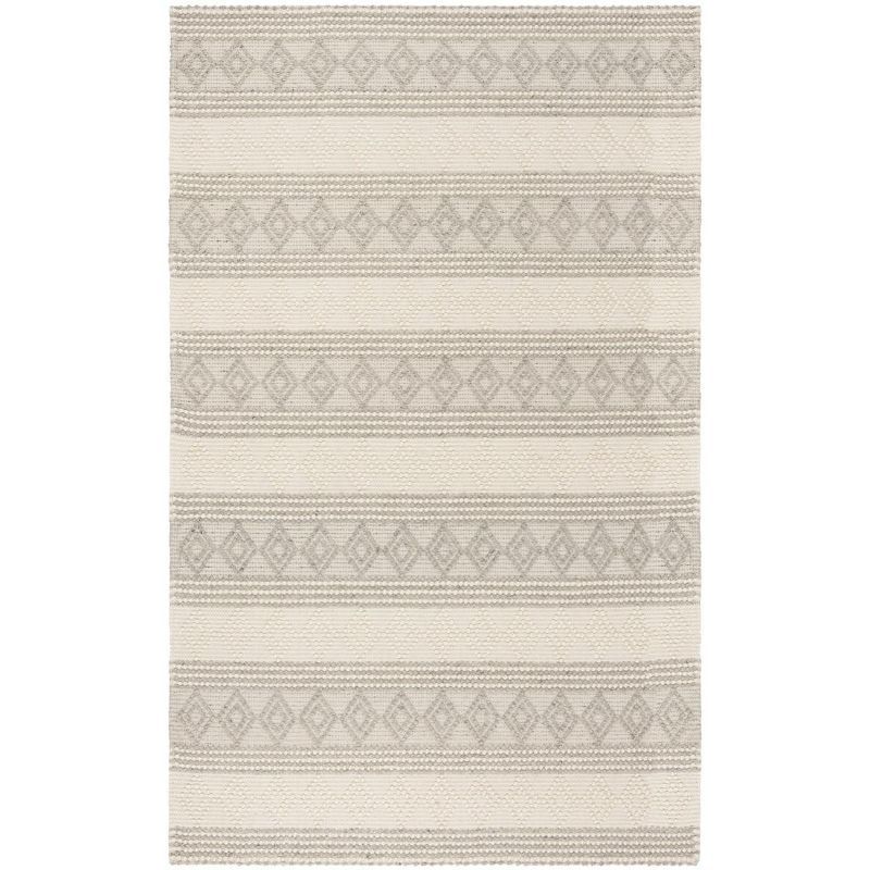 Handmade Gray and Ivory Wool Tufted Area Rug