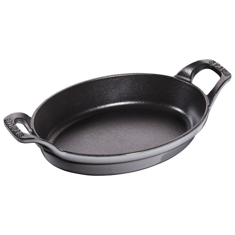 Graphite Grey Cast Iron 8-inch Oval Gratin Baking Dish