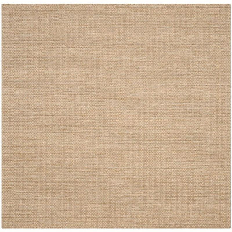 Natural Cream Synthetic Square Indoor Outdoor Area Rug