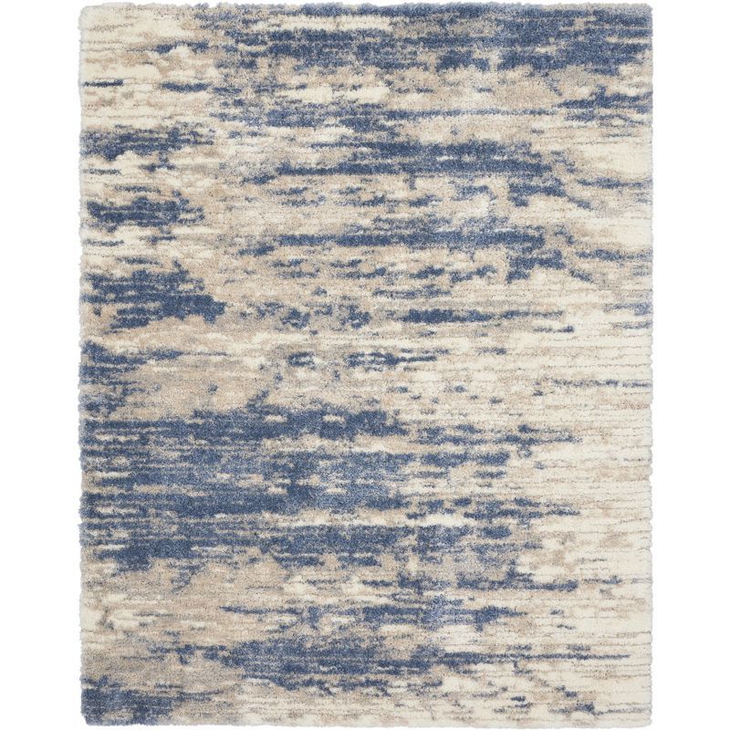 Serene Abstract Light Blue Shag Rug 6' x 9'