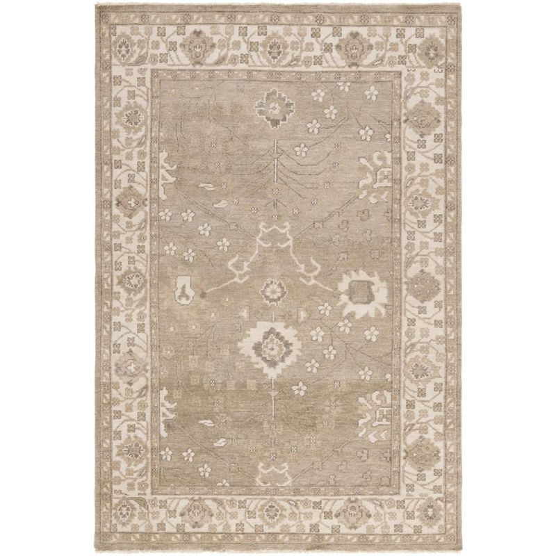 Elegant Ivory Floral Hand-Knotted Wool 9' x 12' Area Rug