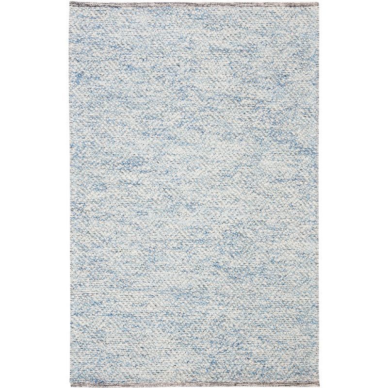 Hand-Tufted Coastal Charm Blue Wool 4' x 6' Braided Area Rug