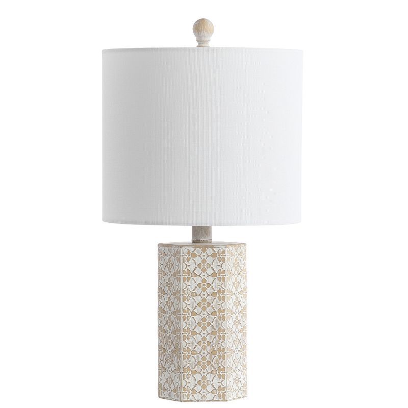 Makayla Geometric Engraved Beige Table Lamp